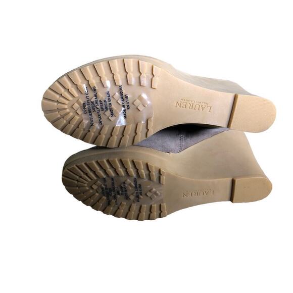 Lauren Ralph Lauren Steph Bootie Sherpa Trim Tan NEW 8.5 US - Picture 3 of 9